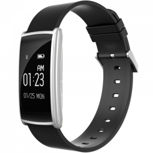 Bratara fitness MoreFIT™ N108 Plus,  BT 4.0, puls, submersibila, tensiune, oxigen, nivel oboseala, anti zgarieturi, Android, iOS, notificari, remote camera, argintiu [0]