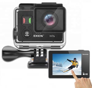 Camera Video Sport Eken H7s Pro 4k+ 14MP UHD @30fps, Wi-Fi, Touch screen, 2"LCD Dual dispaly , telecomanda, accesorii, carcasa waterproof 30m , negru [0]