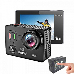 Camera Video Sport Eken H7s Pro 4k+ 14MP UHD @30fps, Wi-Fi, Touch screen, 2"LCD Dual dispaly , telecomanda, accesorii, carcasa waterproof 30m , negru [2]