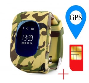 Ceas smartwatch cu GPS copii MoreFIT™ Q50 , functie telefon, monitorizare GPS in timp real , Wi-FI, buton SOS si monitorizare spion, galben camo +SIM prepay cadou [1]