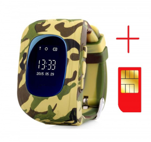 Ceas smartwatch cu GPS copii MoreFIT™ Q50 , functie telefon, monitorizare GPS in timp real , Wi-FI, buton SOS si monitorizare spion, galben camo +SIM prepay cadou [2]
