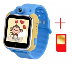 Ceas smartwatch GPS copii MoreFIT™ GW1000 3G Pro , GPS, camera 2MP, Wi-FI si functie telefon, ecran touchscreen 1.54", buton SOS, Albastru + SIM prepay cadou [2]