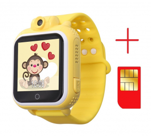 Ceas smartwatch GPS copii MoreFIT™ GW1000 3G Pro , GPS, camera 2MP, Wi-FI si functie telefon, ecran touchscreen 1.54", buton SOS, Galben +SIM prepay cadou [2]