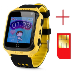 Ceas smartwatch GPS copii MoreFIT™ GW500x Pro , cu GPS si functie telefon, camera foto + lanterna, monitorizare spion, buton SOS, galben + SIM prepay cadou [2]