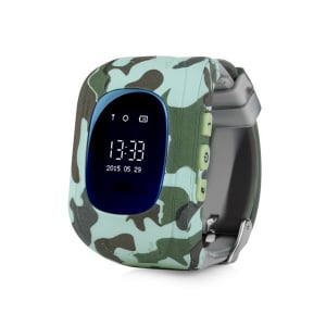 Smartwatch - Ceas smartwatch GPS copii MoreFIT™ Q50, functie telefon, monitorizare GPS in timp real , Wi-FI, buton SOS si monitorizare spion, verde camo + SIM prepay cadou