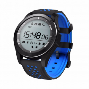 Smartwatch - Ceas Smartwatch MoreFIT™ F3 Plus Sport, autonomie 12 luni, rezistent la apa ip67, Android/iOS, notificari apeluri, sms, barometru, altitudine, negru/albastru