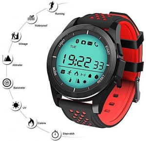 Ceas Smartwatch MoreFIT™ F3S Plus Sport, autonomie 12 luni, rezistent la apa ip67, Android/iOS, notificari apeluri, sms, barometru, altitudine, negru/rosu [5]