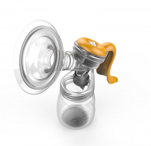 Pompa de san manuala Doopser Premium , alaptare naturala , cupa silicon , biberon cu senzor de temperatura si tetina , 2 niveluri ajustabile , stimulare (masaj) si extragere , alb/gold [2]