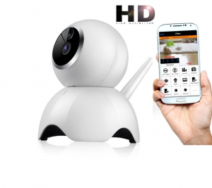 Set Baby Monitor Wireless BabyToy™ AR19 , monitorizare video audio bebelusi , vedere nocturna, sunet bidirectional, functie push to talk, rotire automata, HD 1280*720, 1.0 MP, senzor miscare, alb + st [0]