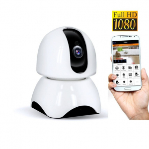 Set Baby Monitor Wireless BabyToy™ AR23 , Monitorizare Video Audio Bebelusi , Vedere Nocturna, Sunet Bidirectional, Functie Push To Talk, Rotire Automata, Full HD 2MP 1920*1080, Senzor Miscare, Alb + [4]