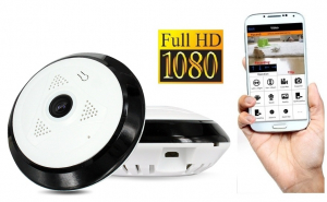 Set Camera de supraveghere IP WIFI BabyToy™ AR-P7 mini , Full HD 3MP, Night vision, Conectare telefon / PC , Vedere panoramica 360° 3D, Senzor miscare, Alarma, Comunicare audio bidirectionala, stocare [0]