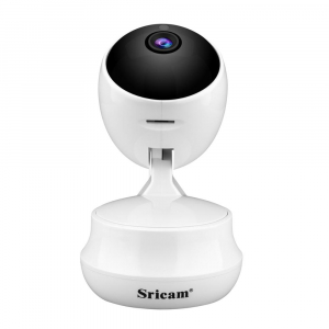 Set Camera de supraveghere IP WIFI Sricam™ SP025 Plus, Conectare Telefon / PC , Night vision, Rotire automata, HD 1280*720, camera 1.0 MP, senzor miscare, alb + sticker "obiectiv supravegheat video" [3]