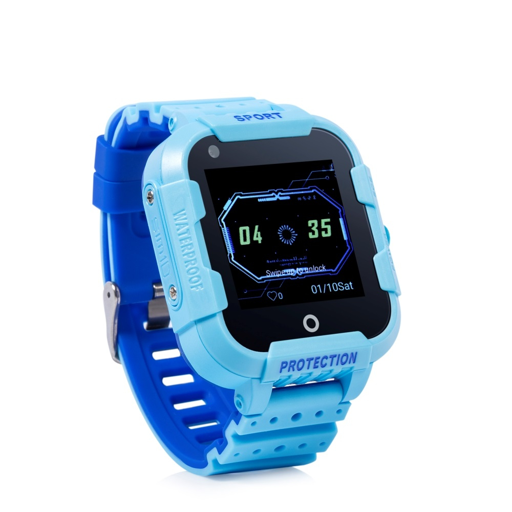 Ceas smartwatch GPS copii MoreFIT™ KT12, GPS, apelare video, 4G, camera 2MP, Wi-FI si functie telefon, ecran 1.4", buton SOS, albastru + SIM prepay cadou