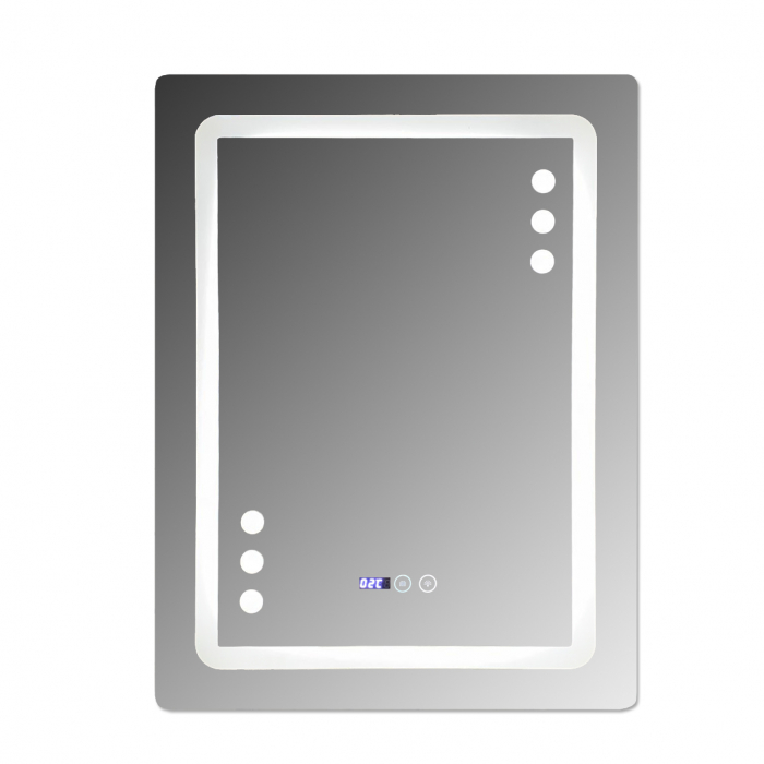 Oglinda baie 60x80 cm cu sistem dezaburire,termometru, ceas si buton touch. [2]