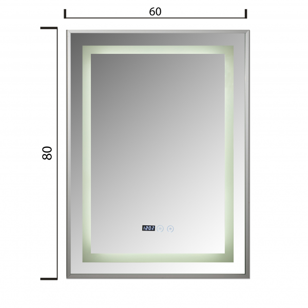 .Oglinda baie cu iluminare Led , ceas , dezaburire si buton touch incadrata in rama aluminiu 60x80 cm [2]