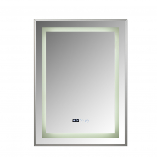 .Oglinda baie cu iluminare Led , ceas , dezaburire si buton touch incadrata in rama aluminiu 60x80 cm [3]