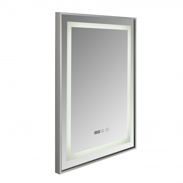 .Oglinda baie cu iluminare Led , ceas , dezaburire si buton touch incadrata in rama aluminiu 60x80 cm [5]