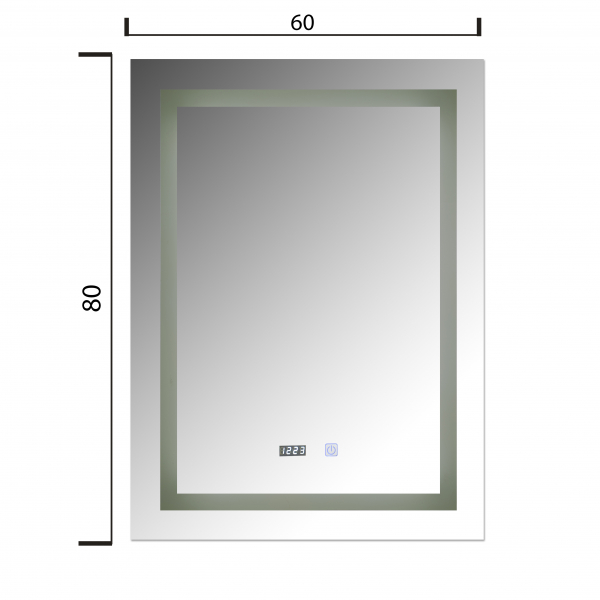 Oglinda baie cu iluminare Led, ceas, dezaburire  si buton touch 60x80 cm [2]