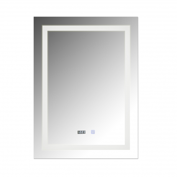 Oglinda baie cu iluminare Led, ceas, dezaburire  si buton touch 60x80 cm [3]