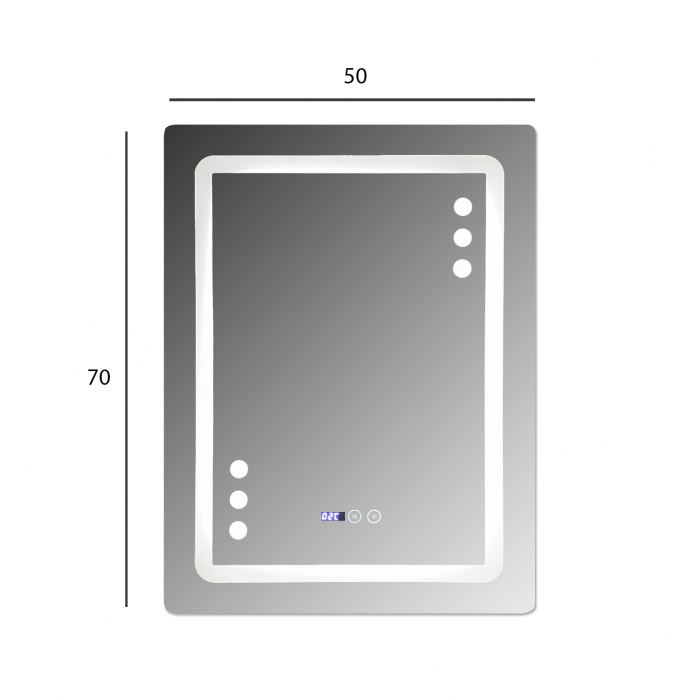Oglinda baie 60x80 cm cu sistem dezaburire,termometru, ceas si buton touch. [3]