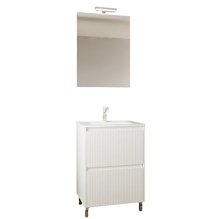 Set mobilier baie,lavoar si oglinda lampa led,60 cm,alb,parma [1]