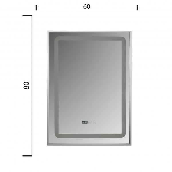 glinda baie cu iluminare LED, ceas, dezaburire si buton touch, incadrata in rama aluminiu 60x80 cm [2]
