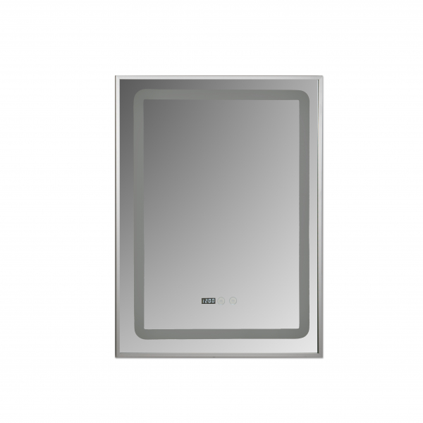 glinda baie cu iluminare LED, ceas, dezaburire si buton touch, incadrata in rama aluminiu 60x80 cm [3]