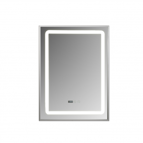 glinda baie cu iluminare LED, ceas, dezaburire si buton touch, incadrata in rama aluminiu 60x80 cm [4]