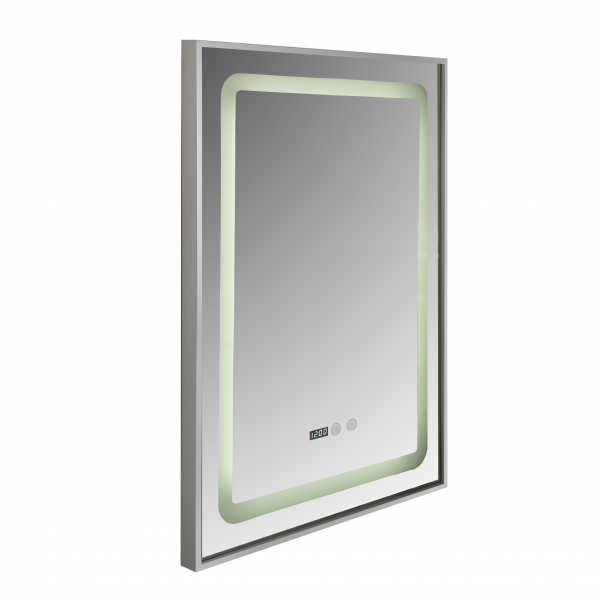 glinda baie cu iluminare LED, ceas, dezaburire si buton touch, incadrata in rama aluminiu 60x80 cm [6]