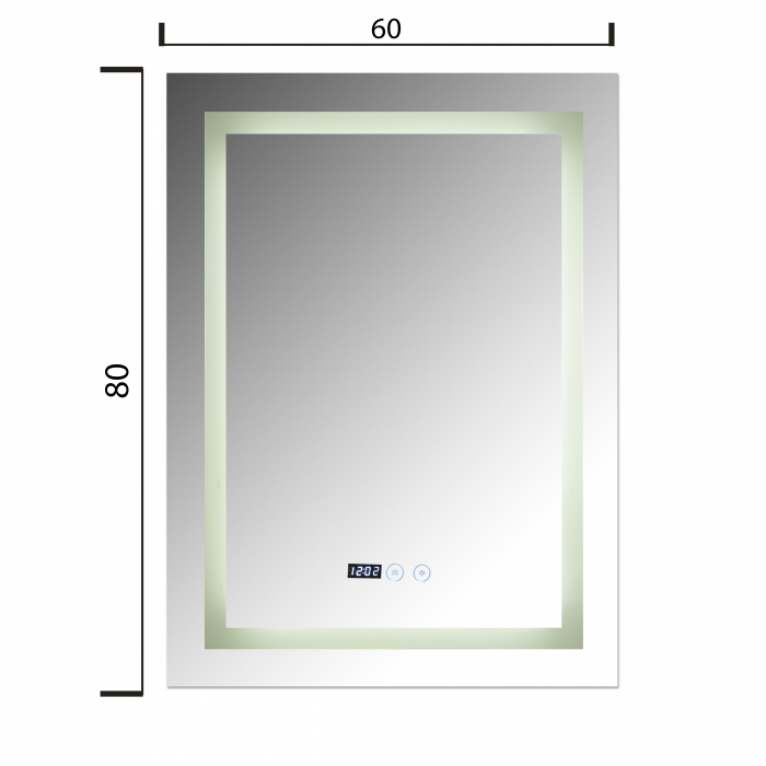 Oglinda baie 60x80 cm cu sistem dezaburire,termometru, ceas si buton touch. [5]