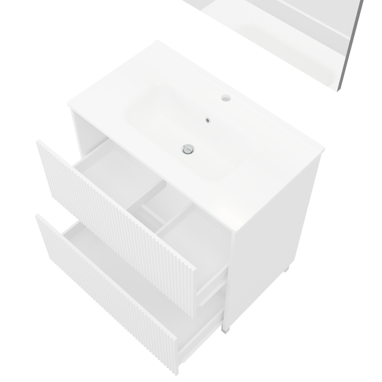 Set mobilier baie,lavoar si oglinda lampa led,alb,80 cm,parma [2]