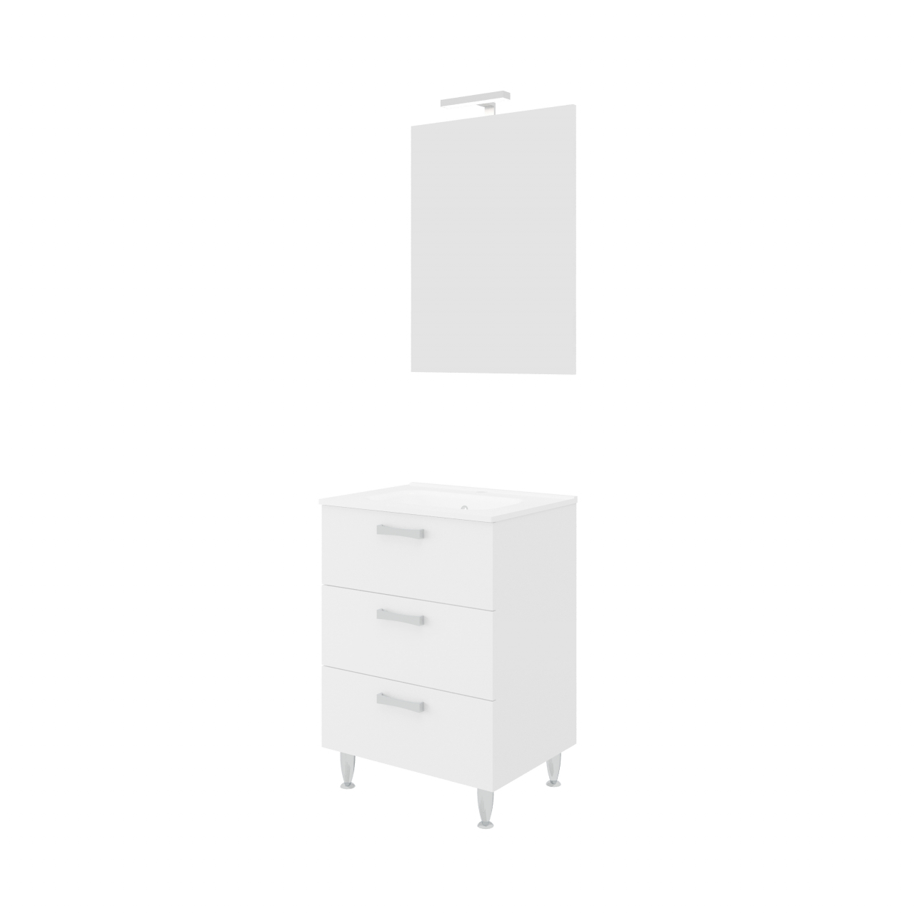 Set mobilier baie,lavoar si oglinda lampa led 60 cm,alb,tokyo [1]