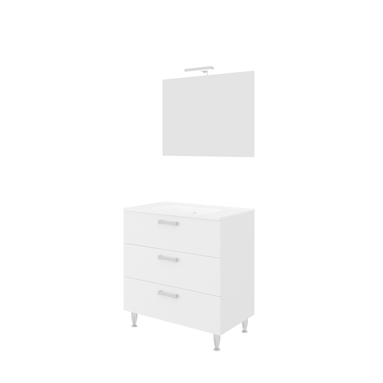 Set mobilier baie,lavoar si oglinda lampa led 80 cm,alb,tokyo [2]