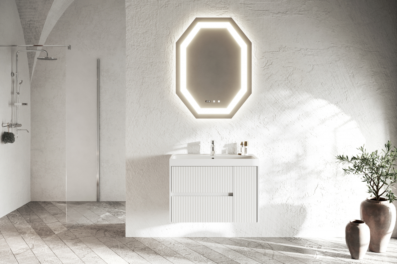Set mobilier si lavoar compozit alb 80 cm,portofino [1]
