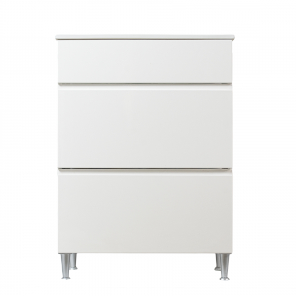 Mobilier baie cu maner frezat si lavoar slim, mdf vopsit, alb lucios, 60x46  cm [2]