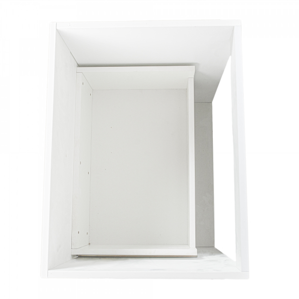 Mobilier baie cu maner frezat si lavoar slim, mdf vopsit, alb lucios, 60x46  cm [5]