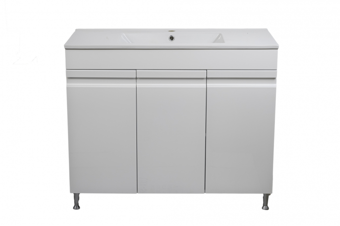Mobilier baie MDF, alb, 3 usi+lavoar slim, 100x46  cm [1]