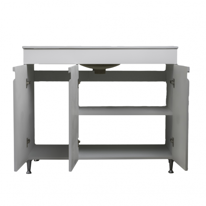 Mobilier baie MDF, alb, 3 usi+lavoar slim, 100x46  cm [6]