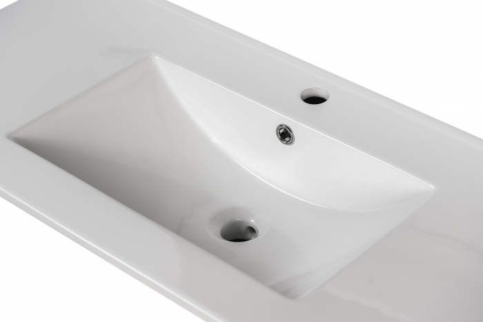 Mobilier baie mdf infoliat, alb, suspendat, 2 sertare soft close, lavoar 80  cm [9]