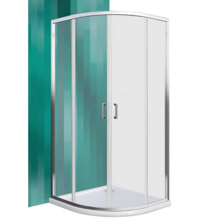 CABINA DE DUS SEMIROTUNDA 90X90, CU DOUA USI CULISANTE, PROFIL CROM, STICLA TRANSPARENTA LLR2/900 [1]