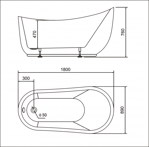 Cada acril Freestanding 180x80  cm, Maxi [8]