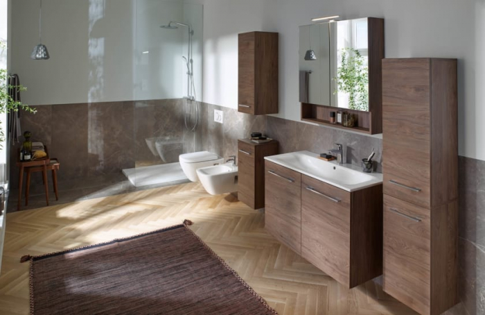 DULAP CU OGLINDA 80 CM SELNOVA SQUARE CU DOUA USI, NUC AMERICAN HICKORY [4]