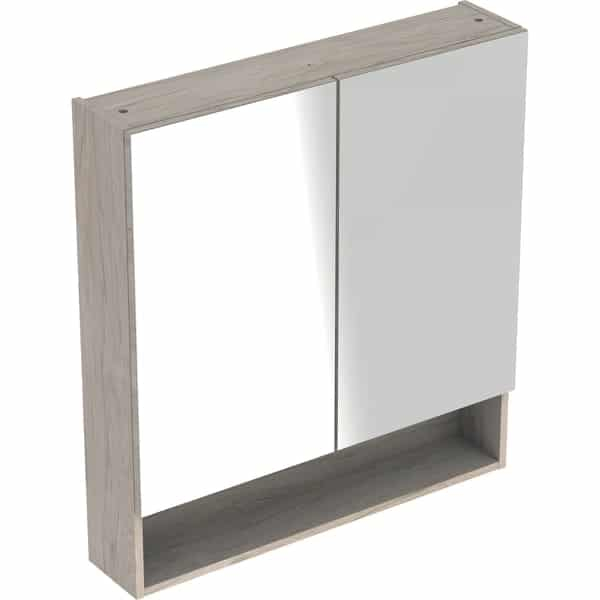 DULAP CU OGLINDA 80 CM SELNOVA SQUARE CU DOUA USI, NUC AMERICAN HICKORY DESCHIS [1]