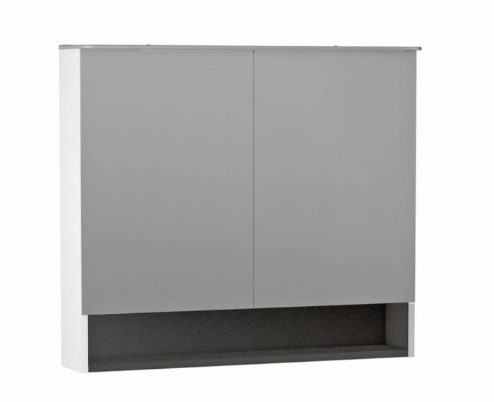 DULAP CU OGLINDA BERYL 80.2X71X15, 2 USI, ALB MAT [1]