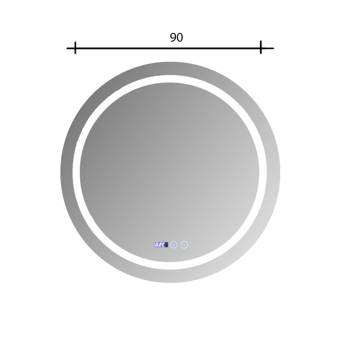 Oglinda baie rotunda cu sistem dezaburire, ceas si termometru 90  cm [4]