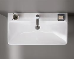 LAVOAR GEBERIT SMYLE SQUARE 75 CU ORIFICIU BATERIE SI PREAPLIN, ALB [1]