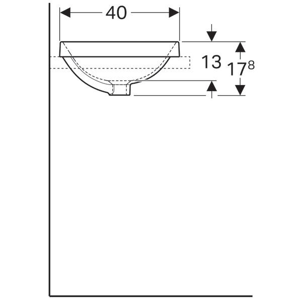 LAVOAR ÎNCORPORAT GEBERIT VARIFORM, DREPTUNGHIULAR B-55CM,T-40CM, PREAPLIN VIZIBIL, GLAZURAT ALB [4]