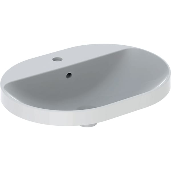 LAVOAR ÎNCORPORAT GEBERIT VARIFORM, ELIPTIC, CU BANC CU ORIFICII DE ROBINET B-60CM, T-45CM, PREAPLIN VIZIBIL, GLAZURAT ALB [1]
