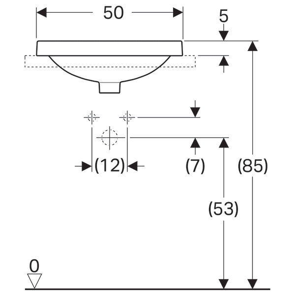 LAVOAR INCORPORAT GEBERIT VARIFORM, OVAL B-50CM, T-40CM, PREAPLIN VIZIBIL, GLAZURAT ALB [4]