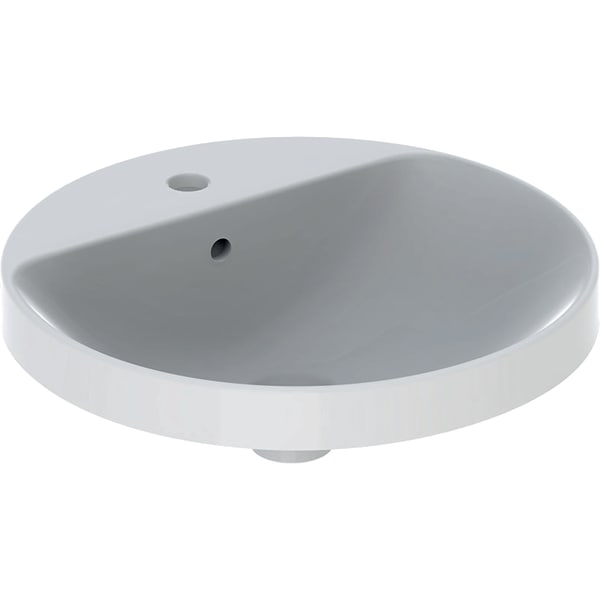 LAVOAR ÎNCORPORAT GEBERIT VARIFORM, ROTUND, CU BANC CU ORIFICII DE ROBINET D-48CM, PREAPLIN VIZIBIL, GLAZURAT ALB [1]